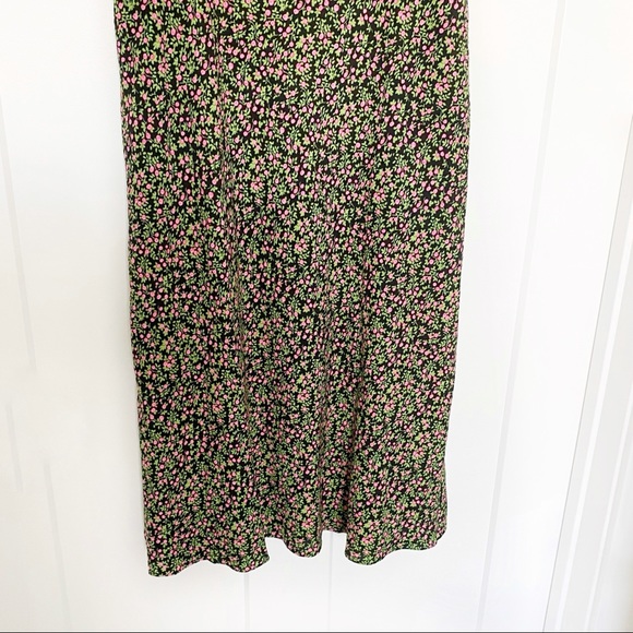 J Crew Smocked Sleeve Floral Print Midi Dress Sz 8 Cottagecore Romantic - Picture 7 of 9